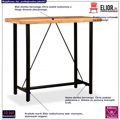 Fotografia Brązowy industrialny stolik barowy – Norbos 3X z kategorii Stoły