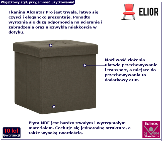 Brązowa składana pufa Tessano
