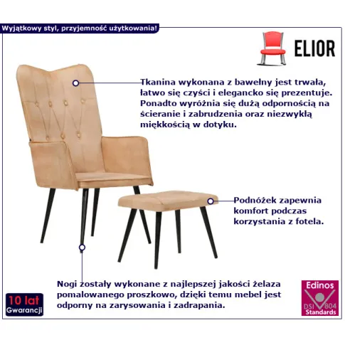 Arivio kremowy fotel do salonu