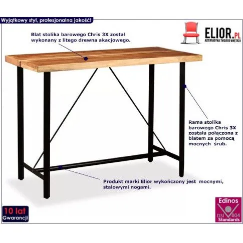 Fotografia Brązowy industrialny stolik barowy – Norbos 4X z kategorii Stoły