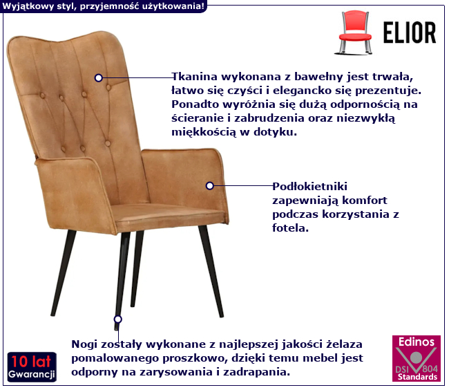 Brązowy fotel do salonu