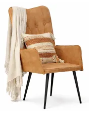 Brązowy fotel z wysokim oparciem - Selcha w sklepie Edinos.pl