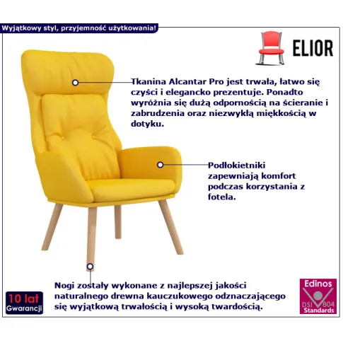 Zellia musztardowy fotel do salonu