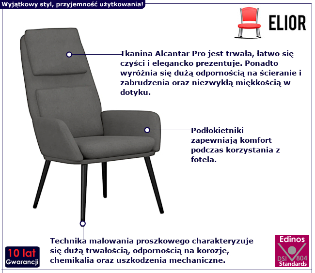 Jasnoszary fotel do salonu Stario