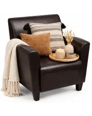 Ciemnobrązowy fotel z ekoskóry - Suban w sklepie Edinos.pl