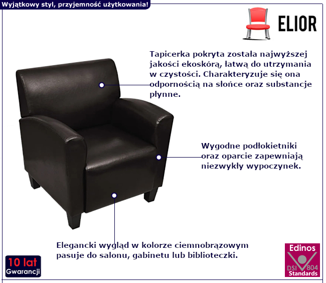 Ciemnobrązowy fotel Dormis