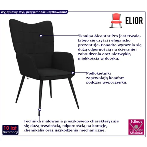 Ondario czarny fotel do salonu