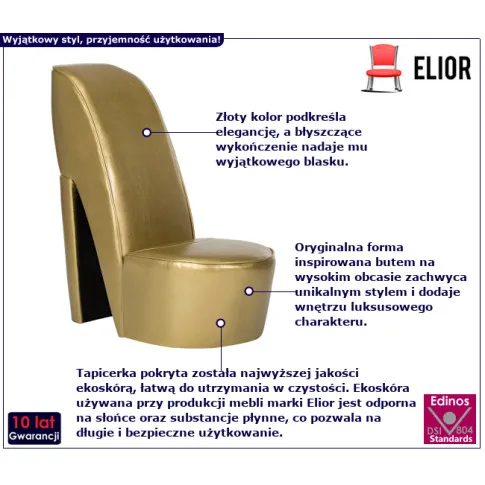 Corten złoty fotel do salonu