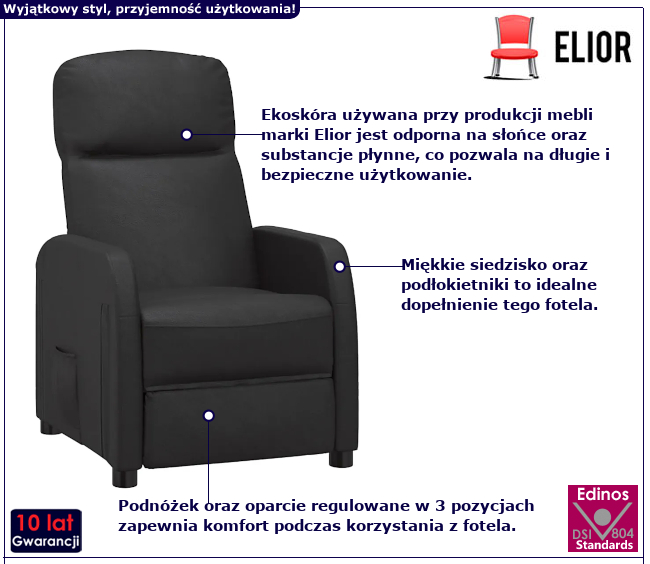 Czarny fotel do salonu Avenio