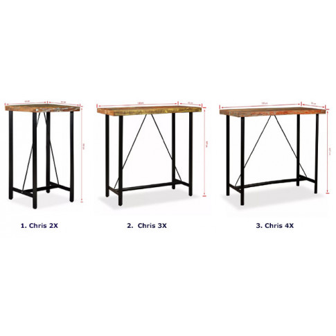 Szczegółowe zdjęcie nr 4 produktu Wielokolorowy stolik z odzyskanego drewna – Chris 2X