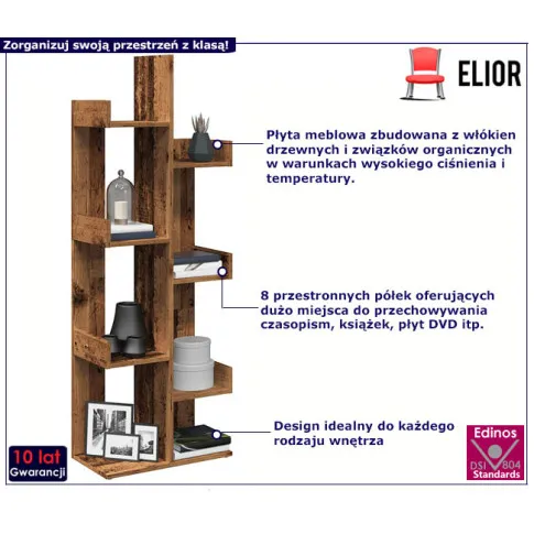 Otwarty regał na książki Vivrox kolor stare drewno