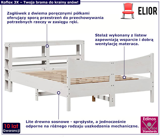 Drewniane łóżko Koflox 3X biały