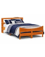 Brązowe łóżko z drewna sosnowego z zagłówkiem 120x200 - Kramer 3X w sklepie Edinos.pl