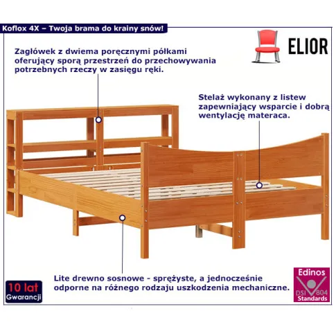 Łóżko z zagłówkiem 160x200 Koflox 4X kolor brązowy