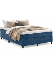 Niebieskie aksamitne łóżko z materacem 120x190 - Aleppo w sklepie Edinos.pl