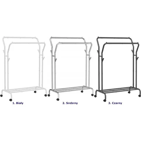 Szczegółowe zdjęcie nr 5 produktu Czarny mobilny stojak na ubrania z półką - Neil