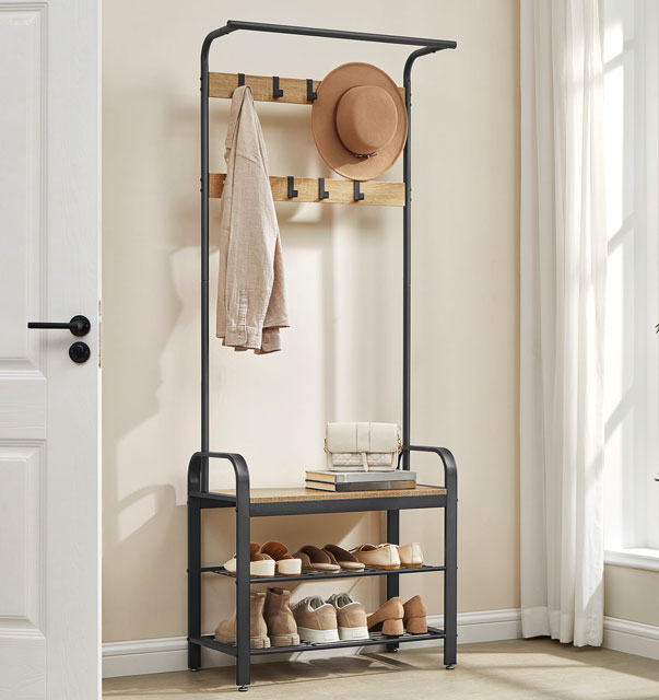 Wieszak na kurtki z siedziskiem Pareno w nowoczesnym przedpokoju