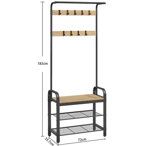 wymiary wieszaka z szafka na buty wordis czarny dab sonoma