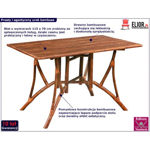 Zdjęcie rustykalny stół bambusowy Ticiano - sklep Edinos.pl