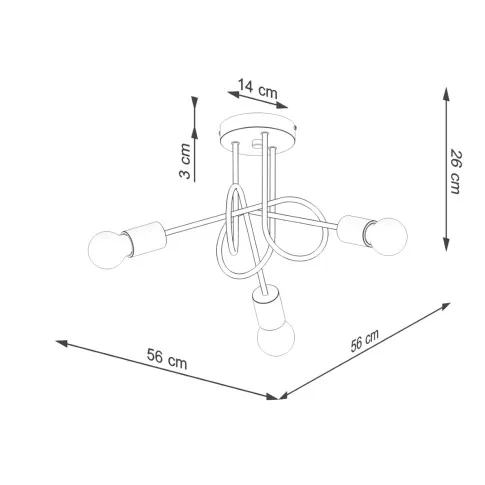 wymiary lampy trzyramiennej M053 Tebe