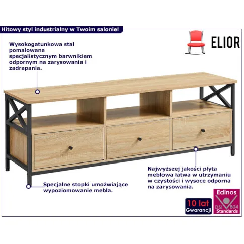 Industrialna szafka RTV Owia dąb sonoma