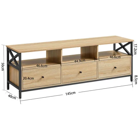 Wymiary szafki pod telewizor Owia dąb sonoma