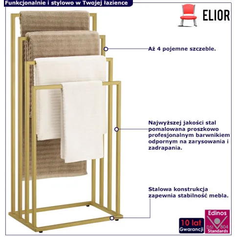 Złoty metalowy stojak na ręczniki Cazion