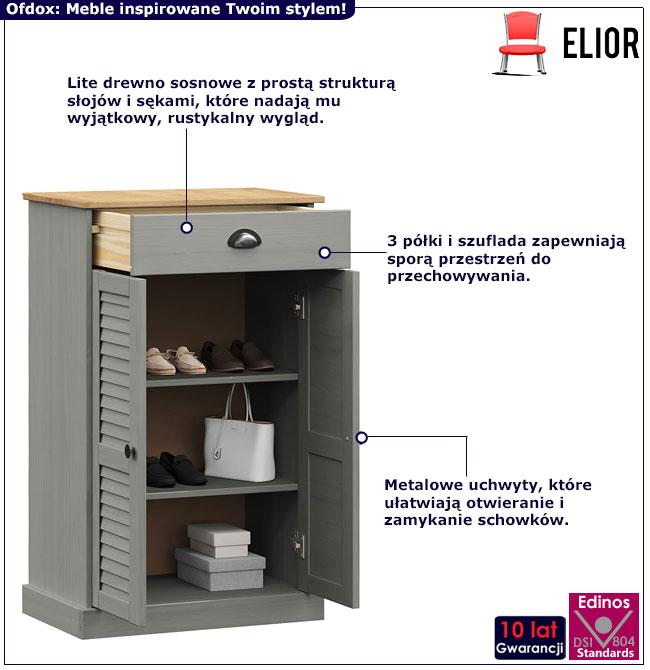 Szara szafka na buty Tarko 14X 