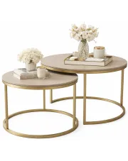 Komplet 2 stolików kawowych typu 2w1 kaszmir + złoty - Azer 5X w sklepie Edinos.pl
