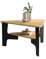 Trójkątny designerski stolik kawowy dąb artisan + czarny - Nasini 4X w sklepie Edinos.pl