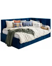 Granatowe łóżko młodzieżowe narożne 90x200 - Golones 9X w sklepie Edinos.pl