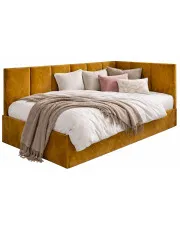 Welurowy tapczan z pojemnikiem musztardowy 90x200 - Golones 9X w sklepie Edinos.pl