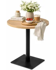 Jasnobrązowy okrągły stolik bistro - Abril 2X w sklepie Edinos.pl