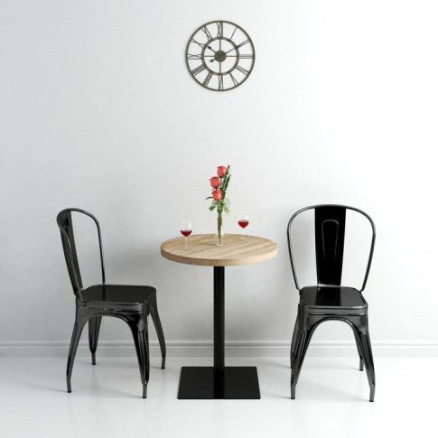 Szczegółowe zdjęcie nr 5 produktu Jasnobrązowy okrągły stolik bistro - Carol 2X