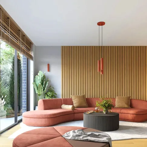 Wizualizacja wnętrza z lampami Avium ochra