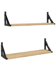 Zestaw dwóch półek 60 cm dąb sonoma - Elevio w sklepie Edinos.pl