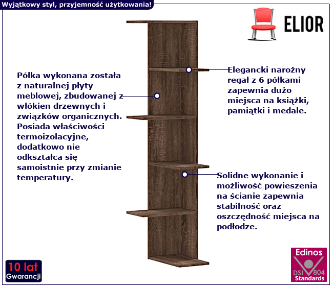 Wiszące półka narożna Flevo