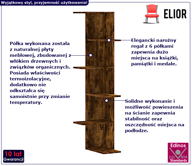 Wiszące półka narożna Mavis
