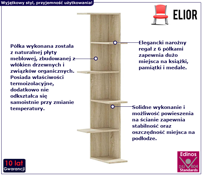 Wiszące półka narożna Flevo