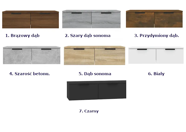Wersje kkolorystyczne szafek Lewix