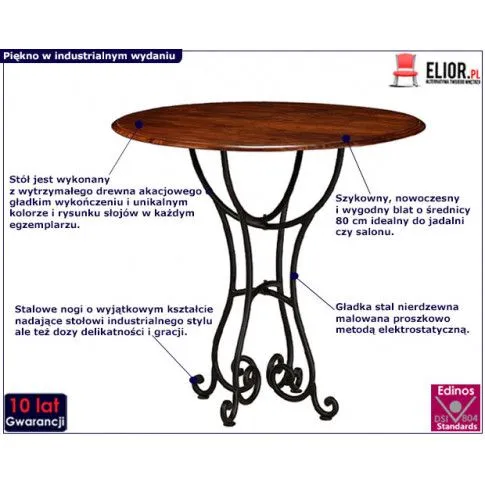Zdjęcie okrągły lakierowany stół Fleo 2F - palisander - sklep Edinos.pl