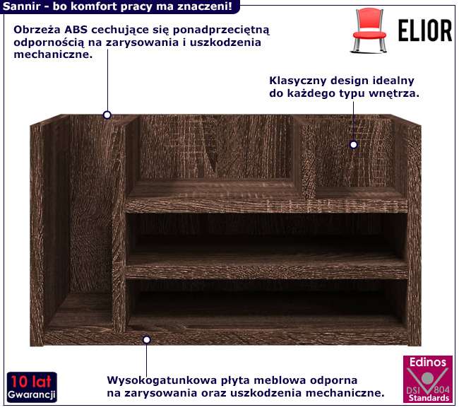 Organizer na biurko Yuna brązowy dąb