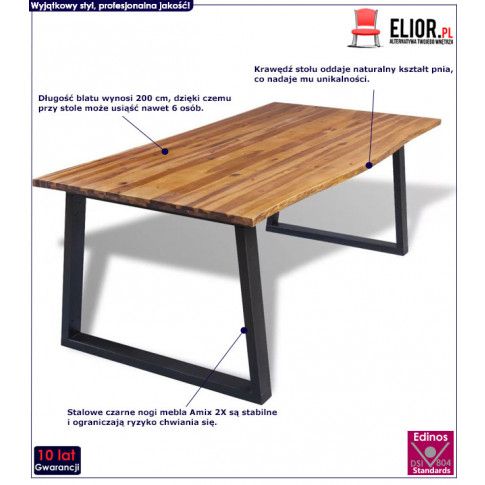Zdjęcie brązowy stół z drewna akacjowego Amix 2X - sklep Edinos.pl
