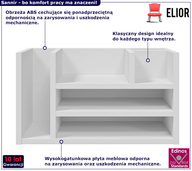 Organizer na biurko Sannir biały