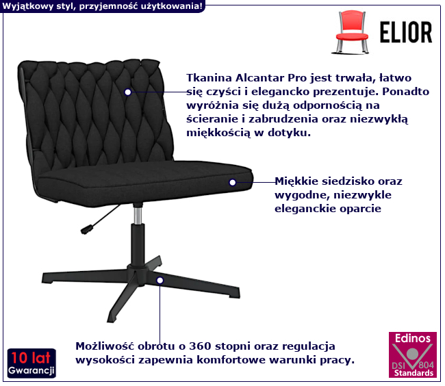 Obrotowy fotel do biura w stylu Glamour Metropolix