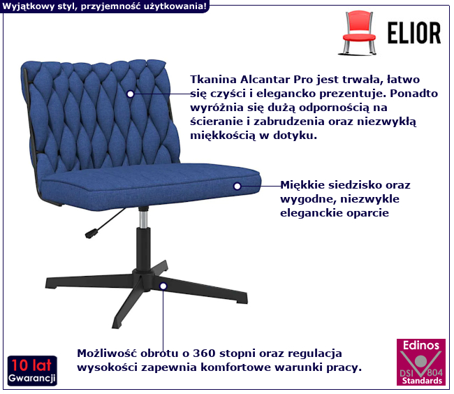 Obrotowy fotel do biura w stylu Glamour Metropolix