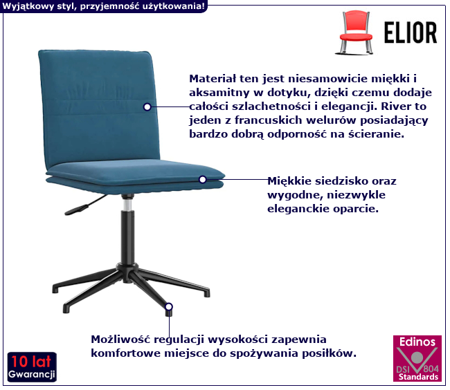 Regulowane krzesło do jadalni Villosa