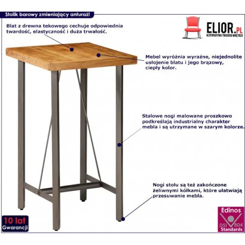 Wysoki stolik z drewna tekowego Maxel 2X 