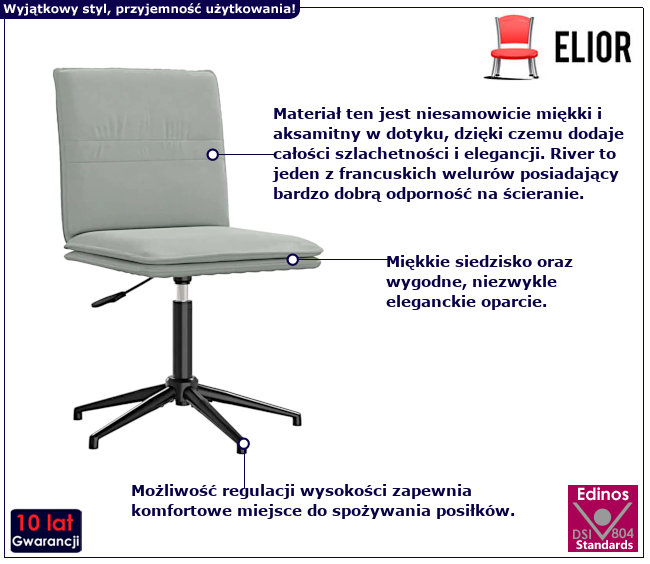 Regulowane krzesło do jadalni Villosa