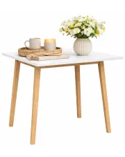 Stół naturalne drewno i biały blat - Himunir w sklepie Edinos.pl
